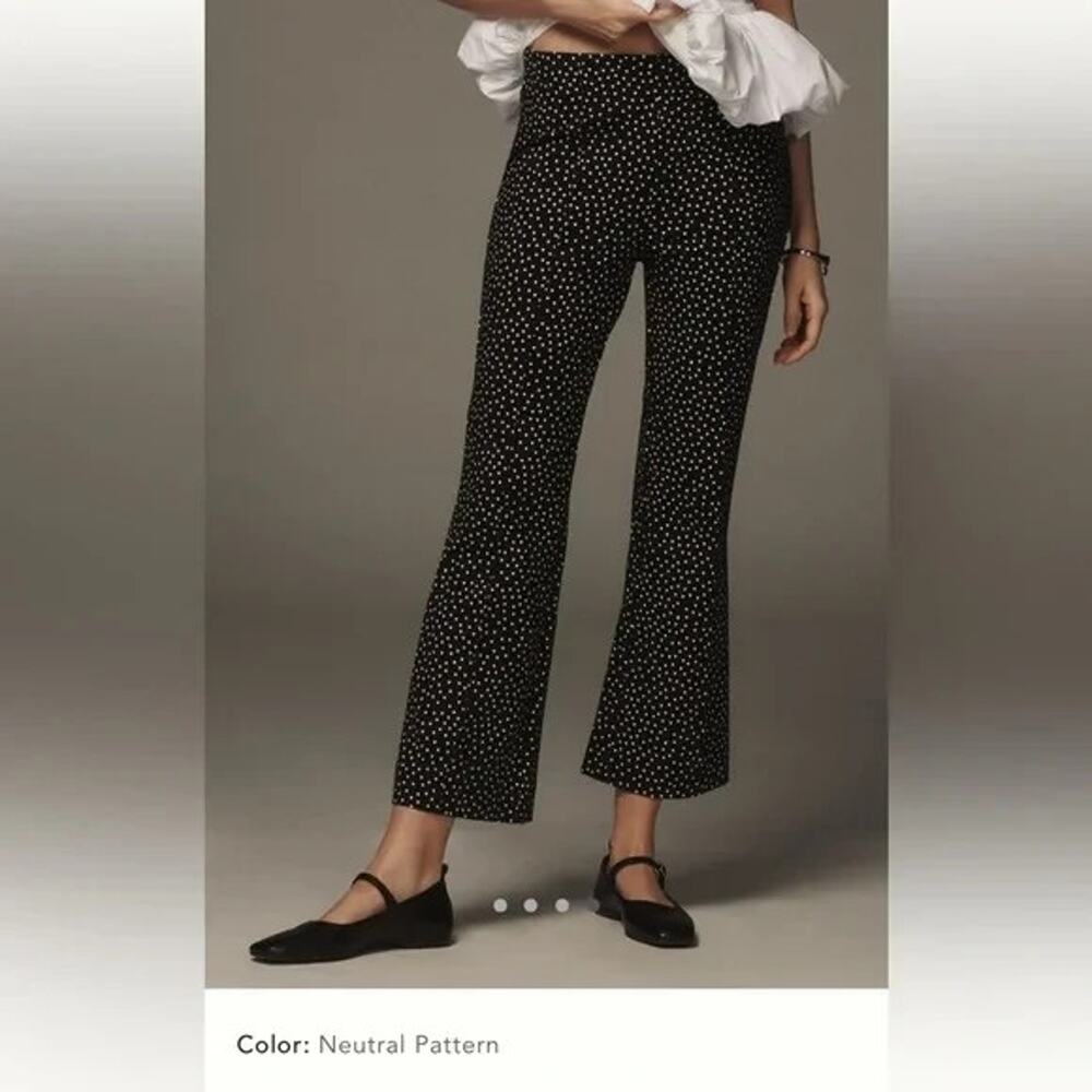 NWOT Maeve The Margot Heart Printed Kick-Flare Cropped Pants Sz XS Black #8G540